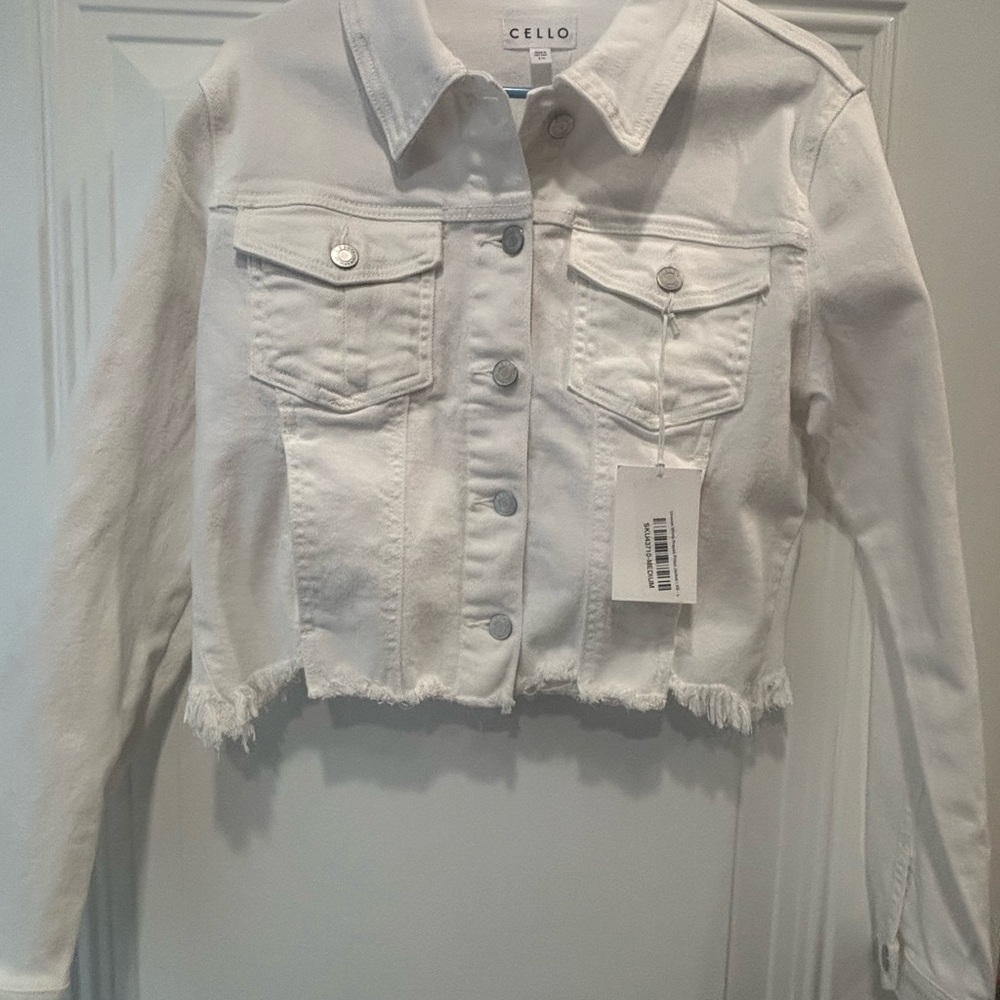 Cello Off-White Cropped Denim Jacket - Picture 2 of 11